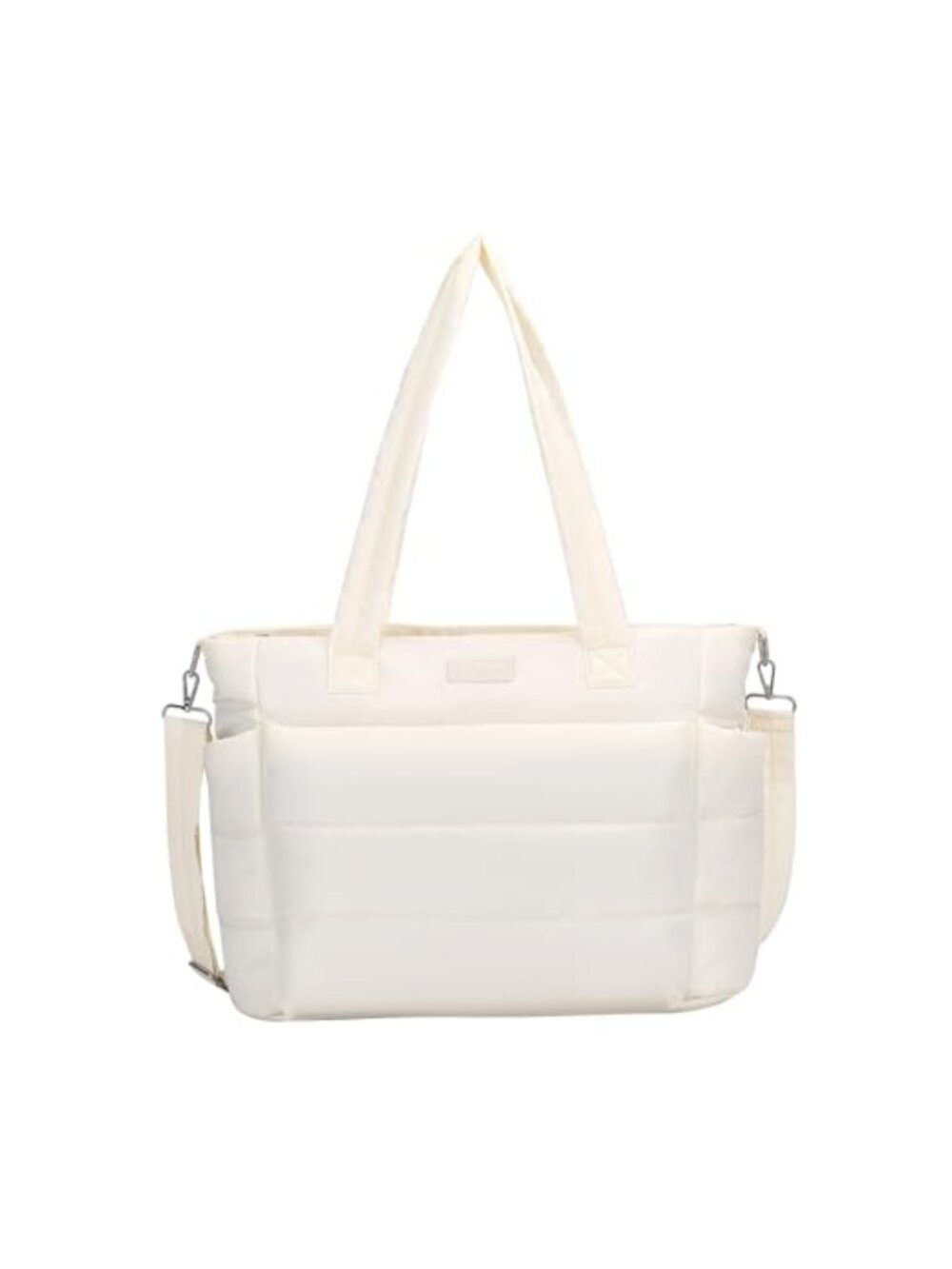 Quilted Puffer Tote Bag Lightweight Nylon Shoulder Bag with Compartments